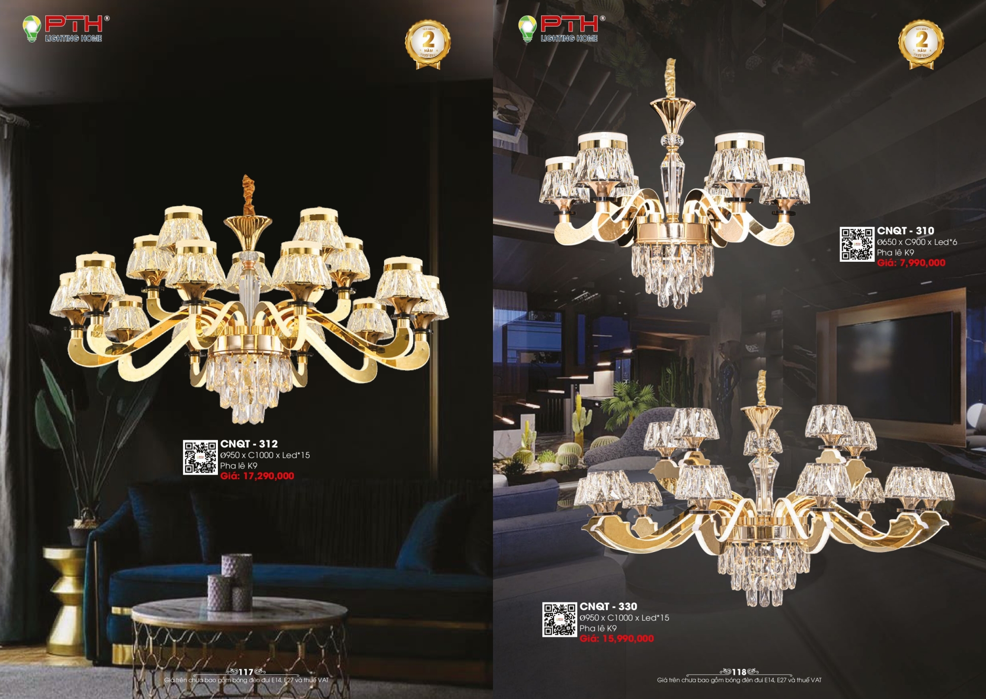 Bảng giá đèn trang trí PTH Lighting Home 2026